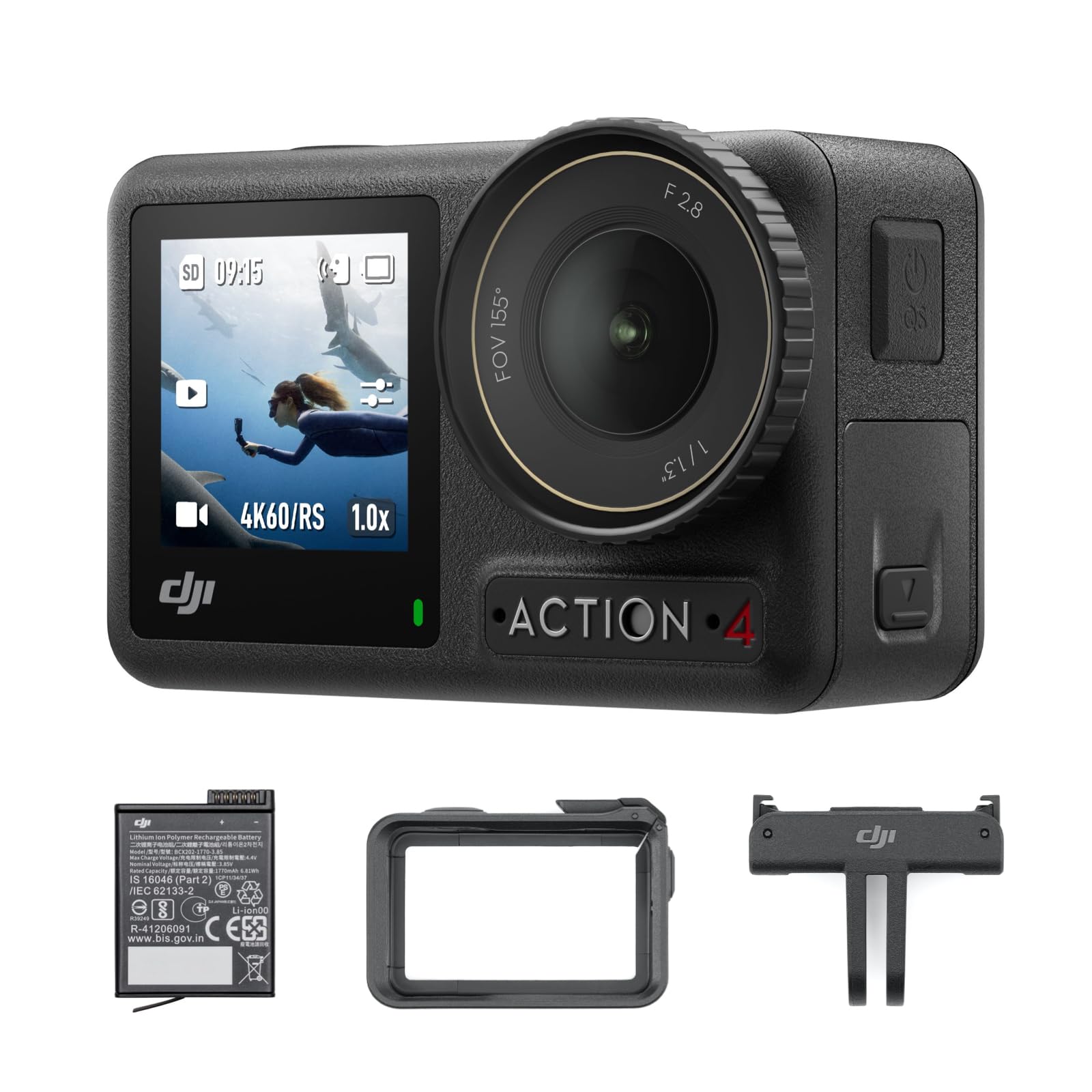 

[Amazon Exclusive] DJI Osmo Action 4 Essential Combo Action Camera: 4K/120fps Waterproof Action Camera with 1/1.3-inch Sensor, Amazing Low-Light Perfo