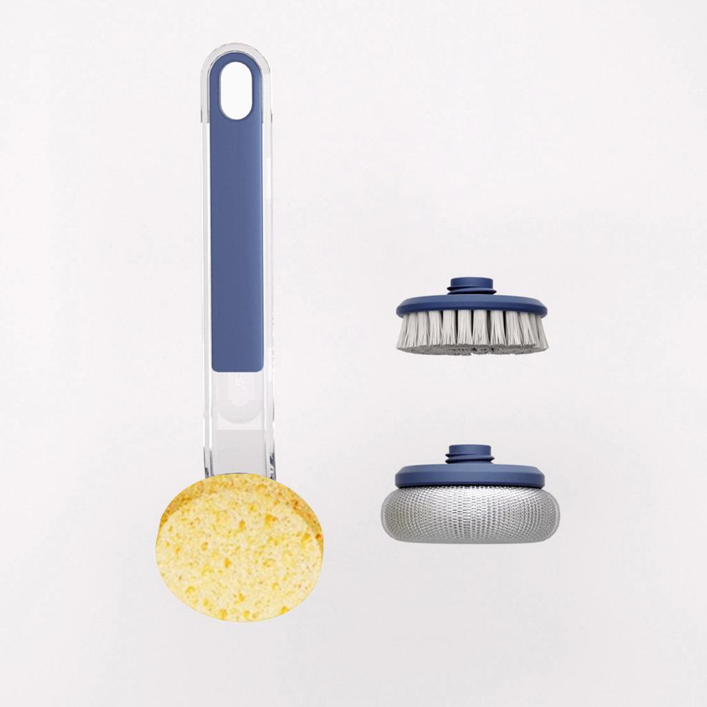 Kitchen Dish Brushes 3 in 1   Handle Pot Pan Sponge Scrubber Brush Cleaning Tool Set