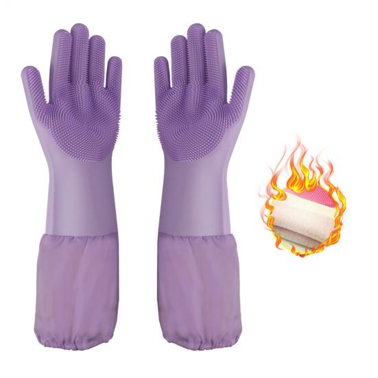 1 Pair Housework Gloves Silicone Cleaning Gloves with Anti-Slip Texture