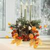 Set of 6 Fall Candle Ring, 4.7 Inch Artificial Maple Leaves Candle Ring with Berry Pumpkin Pillar Candle Wreath for Votive Nativity Home Wedding
