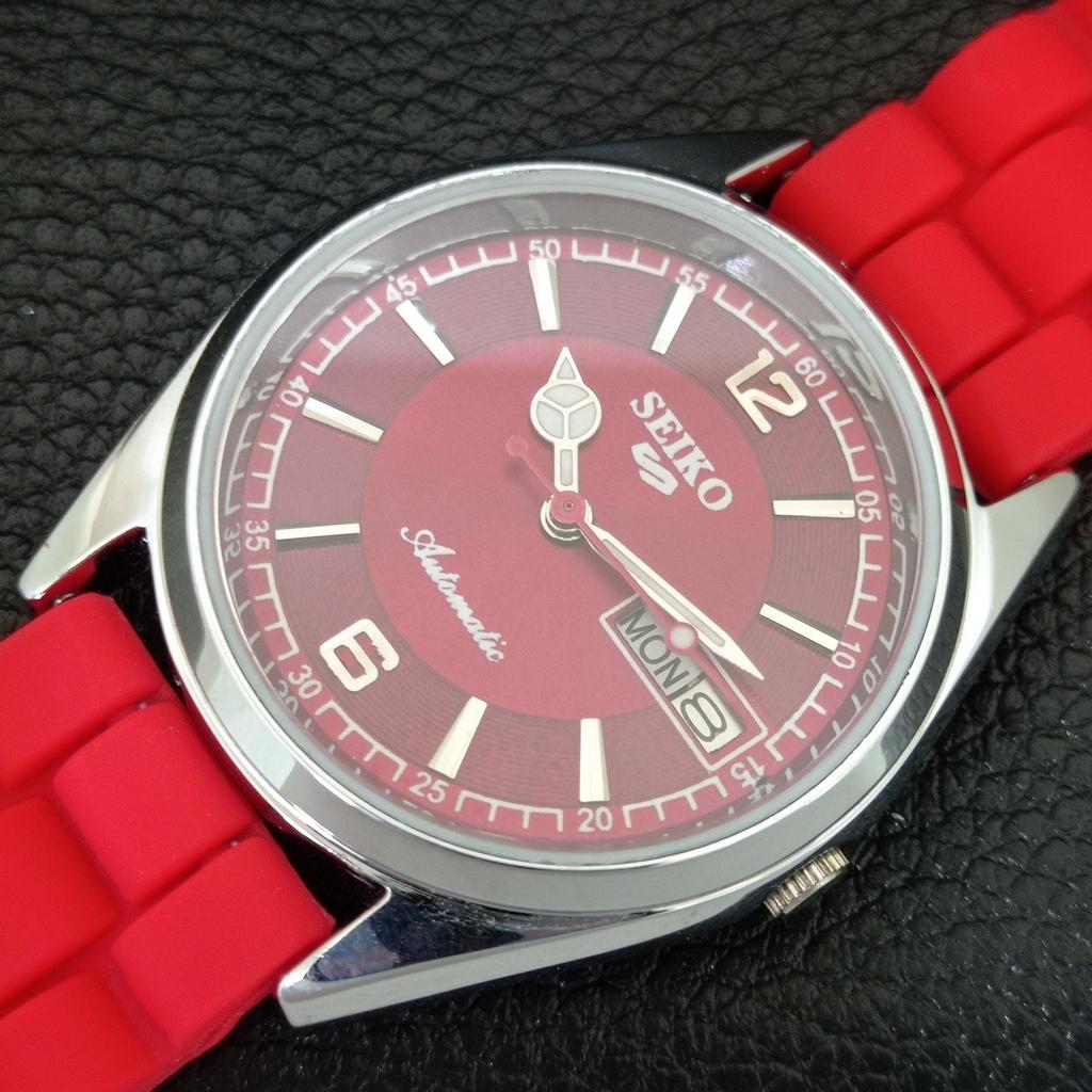 JAPAN VINTAGE REFURBISHED SEIKO 5 AUTOMATIC 6309A MENS RED DIAL WATCH A444332-1