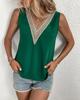 Women's 2023 Summer Chiffon V-Neck Sleeveless Solid Color Vest Shirt