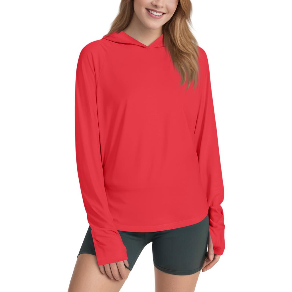 Women's Sunblock Ice Silk Shirt Upf 50+ Long Sleeve Hoodie T-Shirt Hiking Quick Drying Lightweight Top