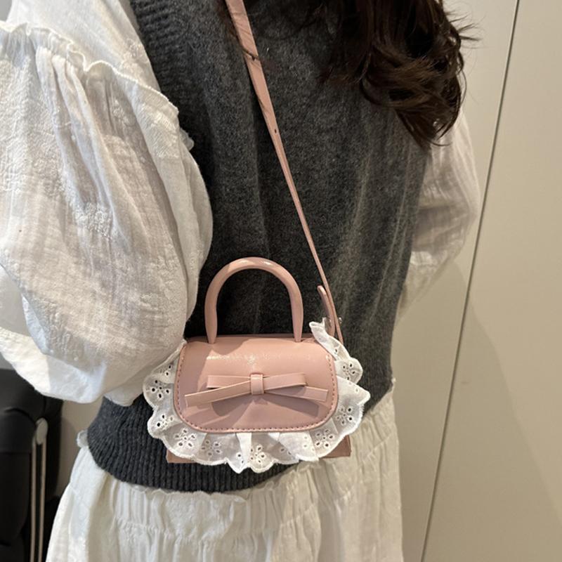 Süße Schleife Spitze Damen PU Umhängetaschen Leichte Tragbare Damen Handtaschen Lippenstift Tasche Lässige Mädchen Crossbody Tasche Clutch KTB