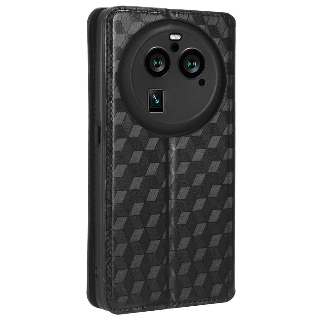 For Oppo Find X6 Pro Imprinted Rhombus Pattern PU Leather+TPU Phone Cover Stand Phone Wallet Case