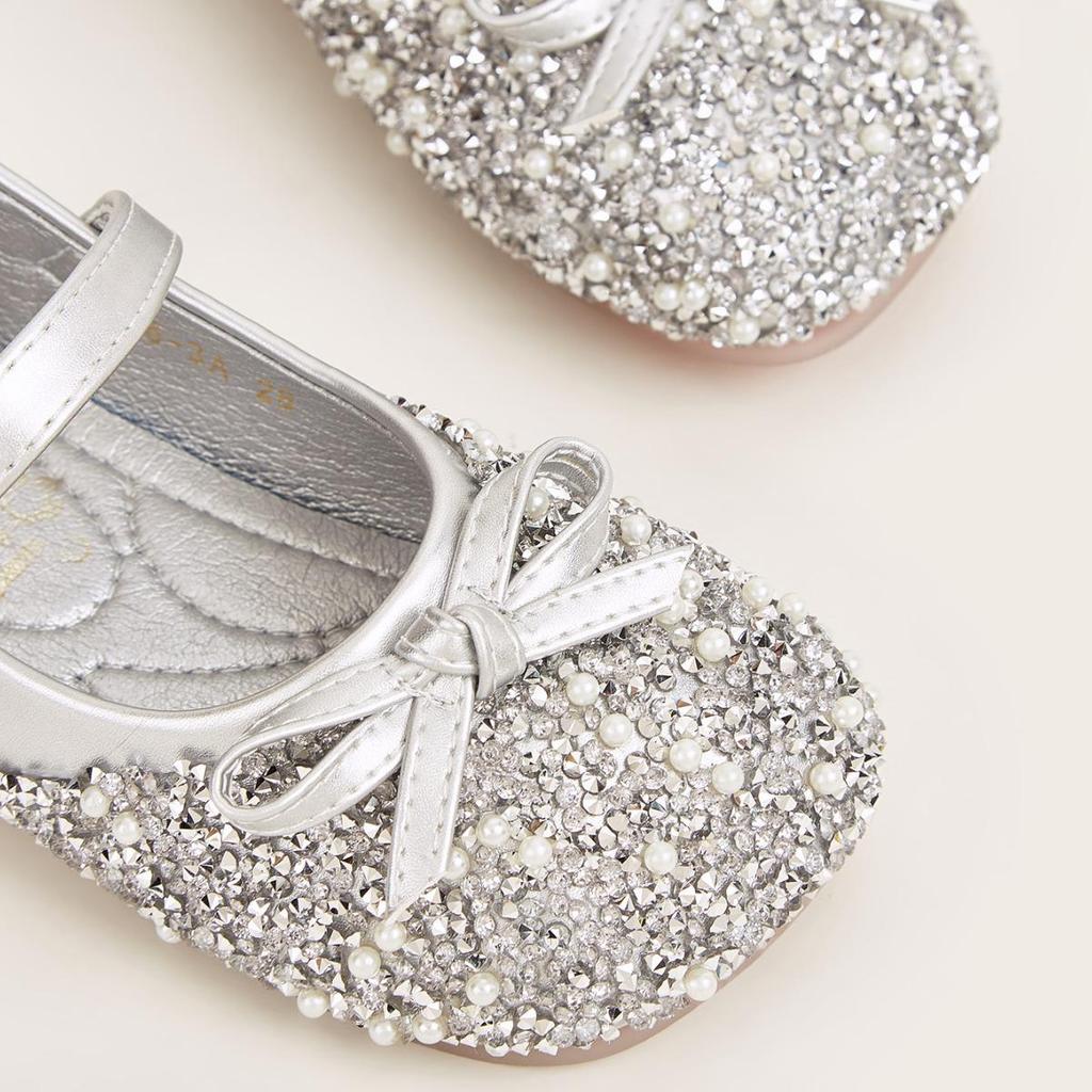 Princess Elsa Rhinestone Leather Shoes for Girls - Non-slip Flat Bottom Performance Footwear