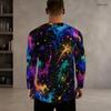 Men Plus Size Round Neck Long Sleeve Printed T Shirt Black Gold Blue Casual Pullover