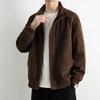 Firstview Men's Stand Collar Suede-Look Multi-Pocket Casual Jacket