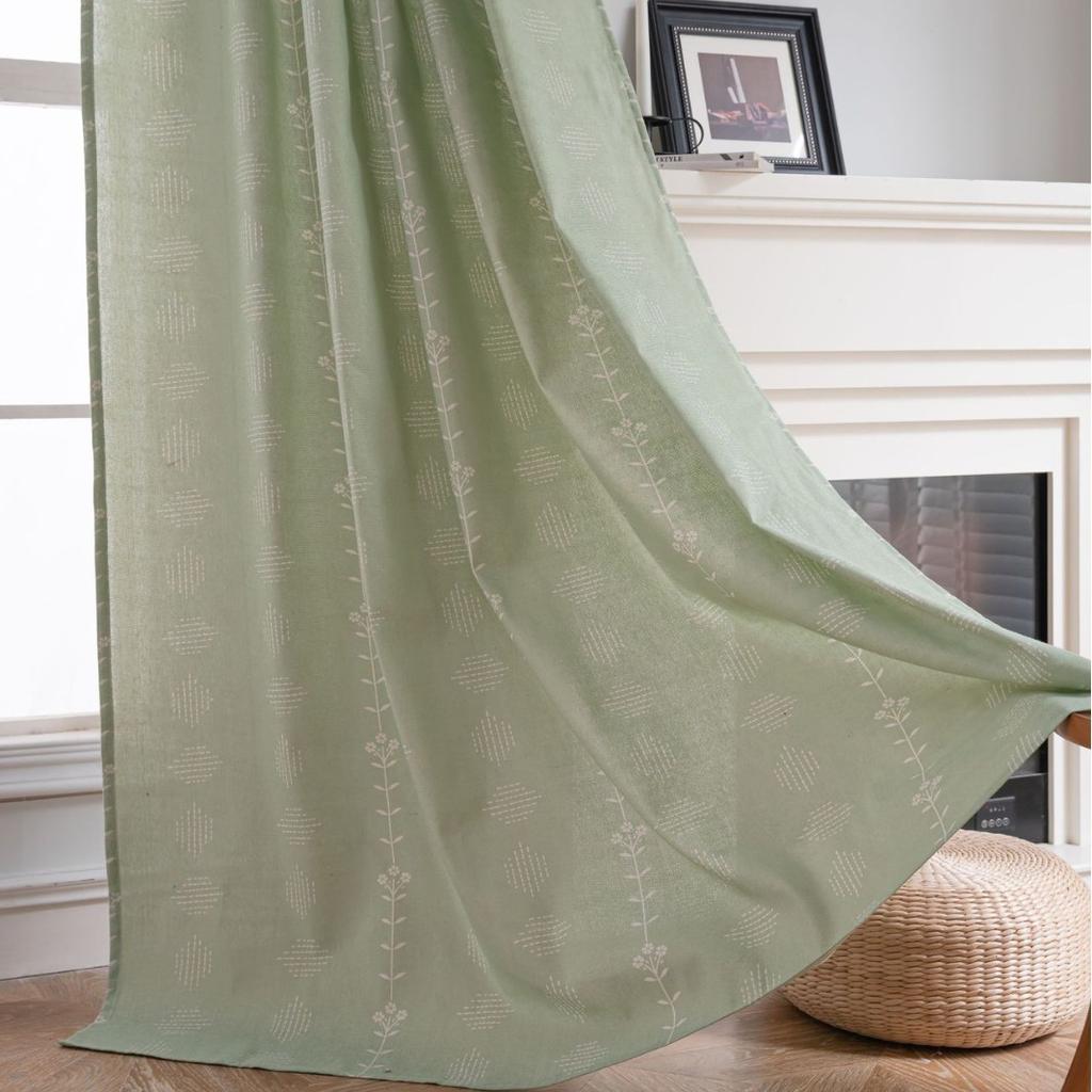 Curtain finished product simple flower print book navy blue semi-blackout balcony blackout curtain direct supply