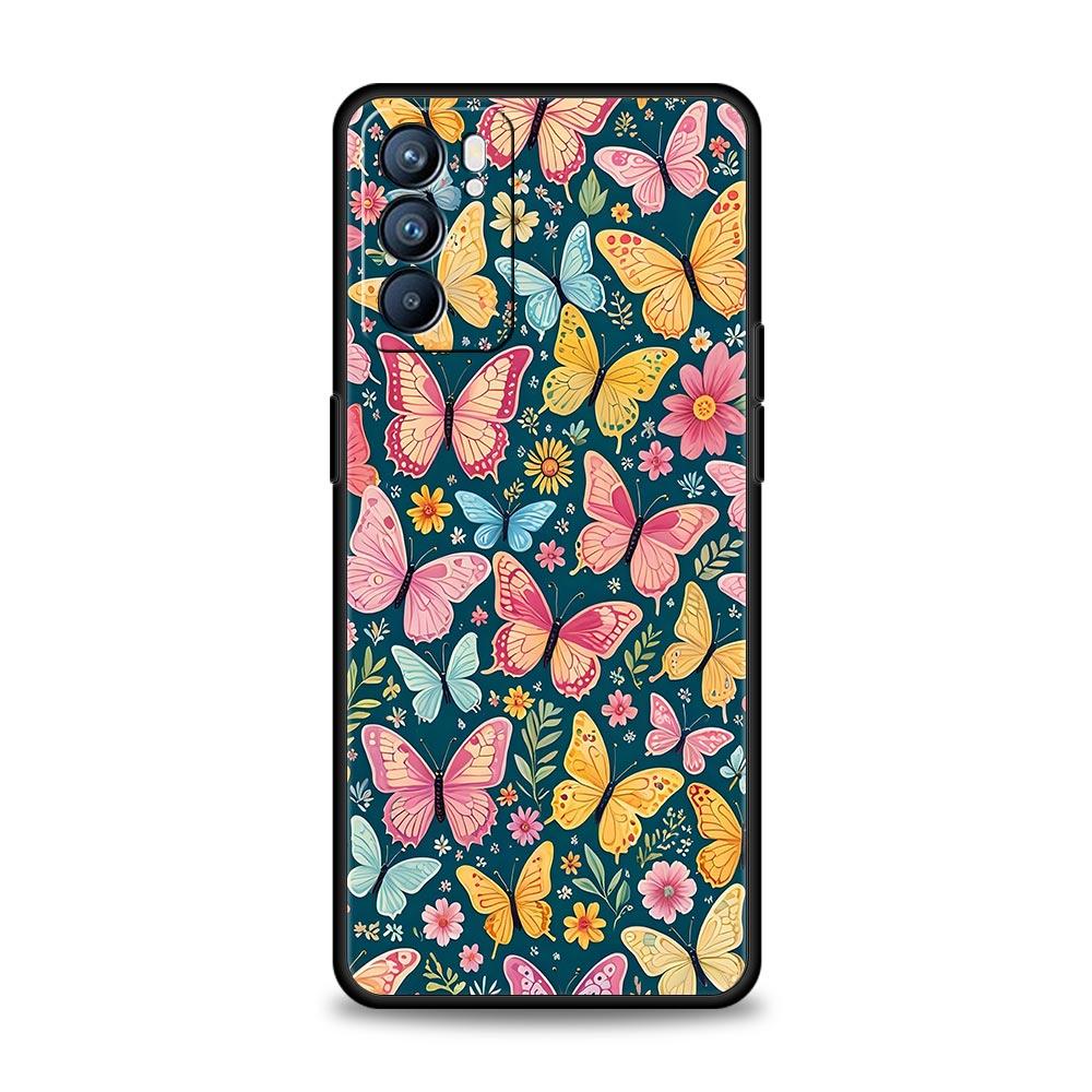 Butterfly Design Phone Case For Oppo A17 A31 A54 A57 A78 A79 A98 Find X5 X6 Reno 6 7 8 10 11 12 13 F Pro 5G Soft TPU Cover Capas