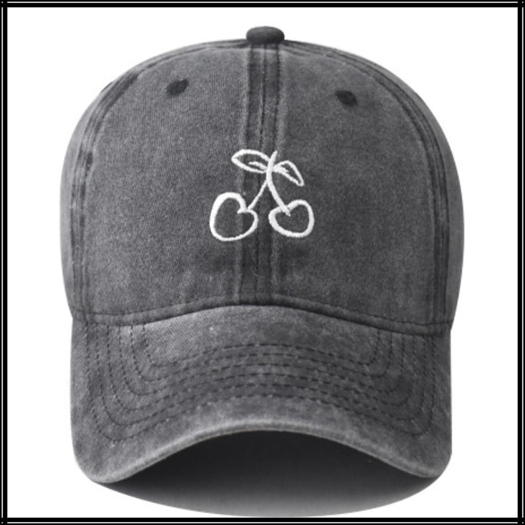 Baseball CZA416 [White Fang] Hat, Cap, Cap, Embroidered, Cherry, Sports, Outdoor, Adjustable, Women's, Men's, (Khaki)