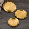 Korean Gold Stainless Steel Round Tray - Barbecue, Cafe, Fruit, Cake, and Dinner Plate