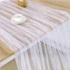 Sheer Drapes Pearl Yarn Table Runner Semi Transparent DIY Tulle Table Runners Gauze Mesh Pearl Table Cover