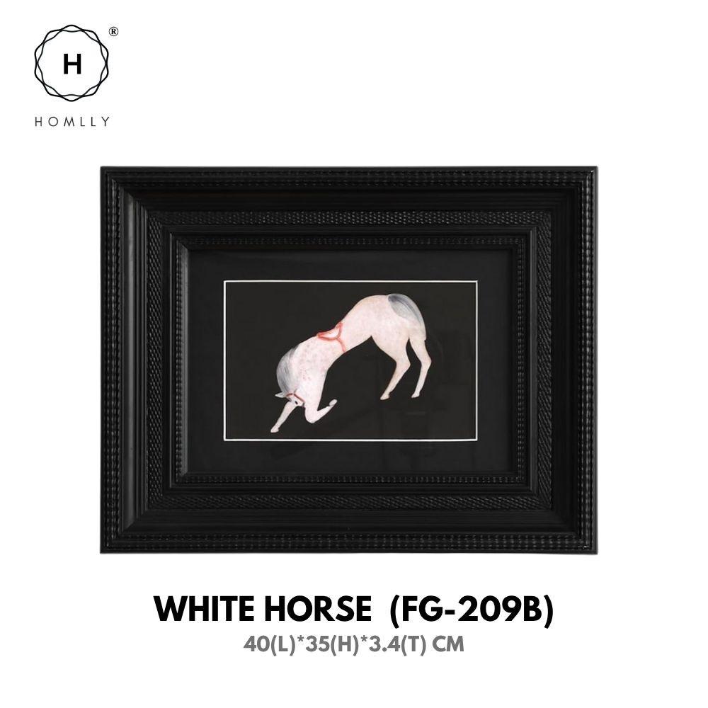 

Homlly Минималистичная Европейская Винтажная Декоративная Картина в Черной Раме (40x35см) WHITE HORSE FG-209B