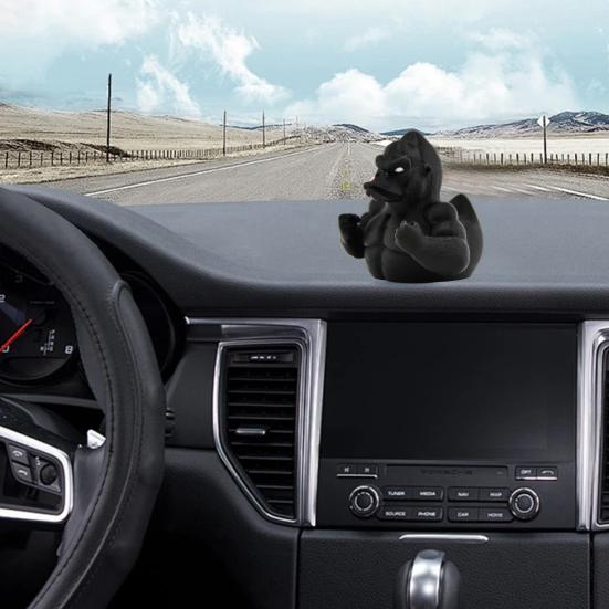 Black Gorilla Duck Figurine 3D Printed Muscle Orangutan Duck Statue Animal Sculpture Home Office Desktop Car Dashboard Decoration Ornament