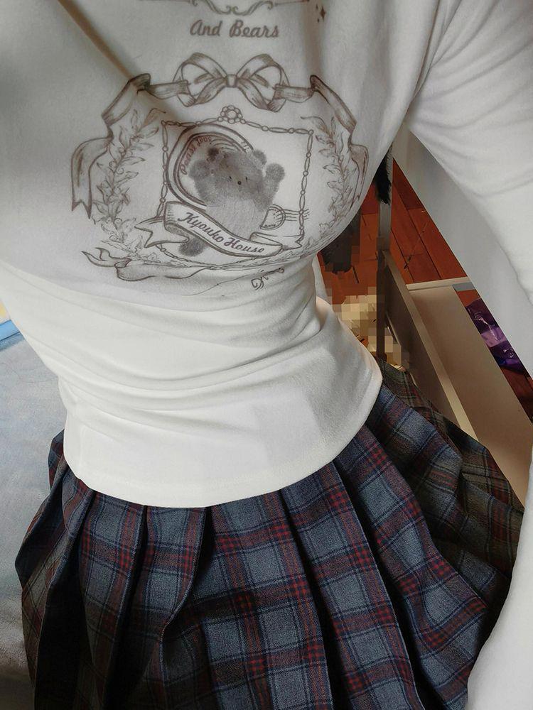 Women's Spicy Girl Half-High Collar Fleece T-Shirt - Slim Fit, Long Sleeve, Autumn/Winter Top