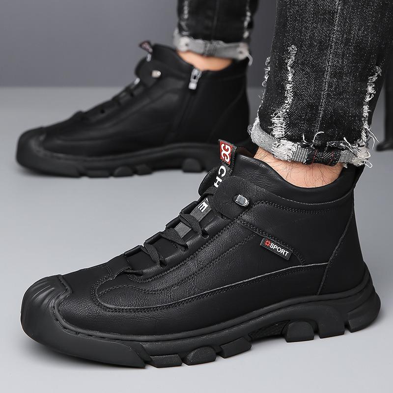 Winter cotton shoes men's warm wool piled thickened casual high-top shoes men's non-slip men's shoes