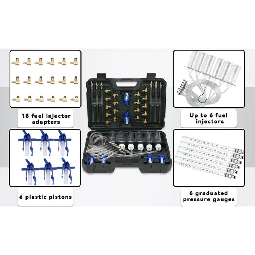 Nuevo Kit de Prueba de Caudalímetro para Inyectores Diésel 6 Cilindros Adaptador Common Rail Juego de Probador de Combustible Herramientas de Diagnóstico de Fugas de Retorno de Combustible