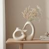 PUREZENTO Einzigartige Weiße Keramik Donut-Vase 21,6 & 14,5 cm - Set aus 2 | Dekorative Donut-Vase