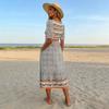 Women Bohemian Print Half Sleeve Flowy Midi Dress Elegant Outdoor Daily Wear