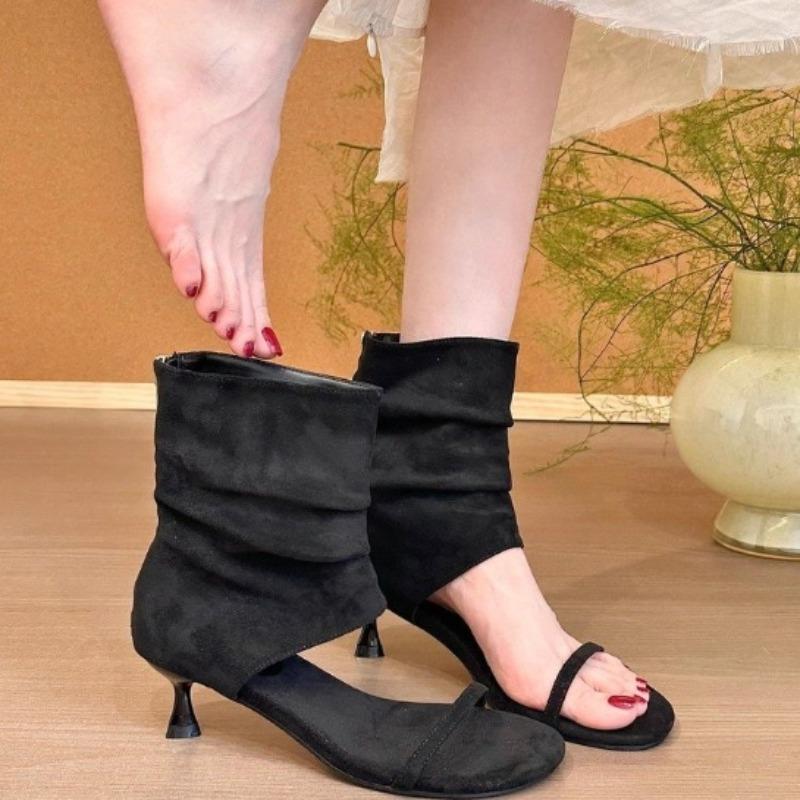 Fashion Heeled Sandals Women Summer Boots Kitten High Heels Shoes Designer New Style Brand Cowboy Ankle Open Toe Casual Party Pumps Cool