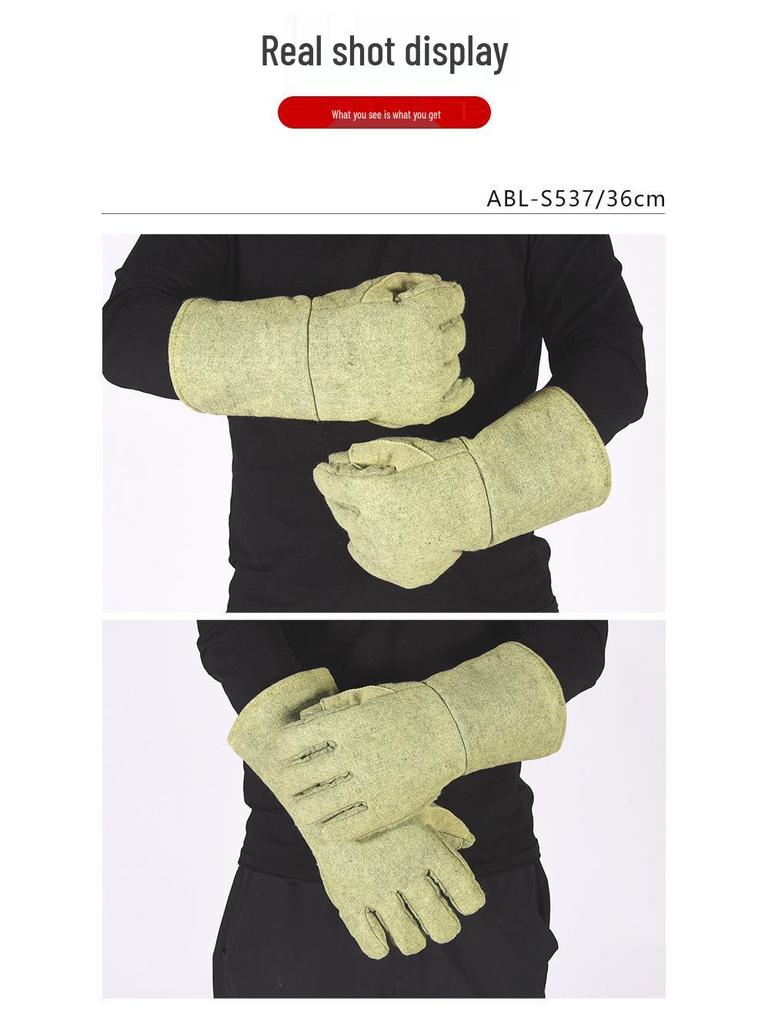 Industrihandskar som tål höga temperaturer: Skållningsskyddande, Brandsäker, Värmeisolering upp till 1000°F, Flexibel femfingerdesign.