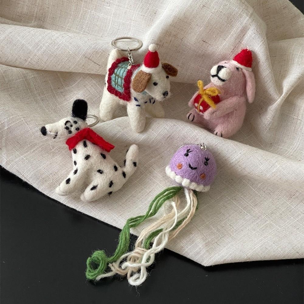 Mouse King Nepal Felt Keyring Mushroom Umbrella Fairy Tale Style Keychain Car Key Pendant