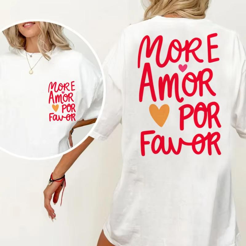 More Amor Por Favor Tshirt Unisex Spanish Quote Tee Latina Graphic T Shirt Cascual Round Neck Printed Tshirt Unisex Tops
