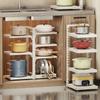 Kitchen Pot Holder Under Sink Multi-Layer Metal Storage Rack Snap-On Adjustable Pot Storage Rack Pots and Pans Storage Racks