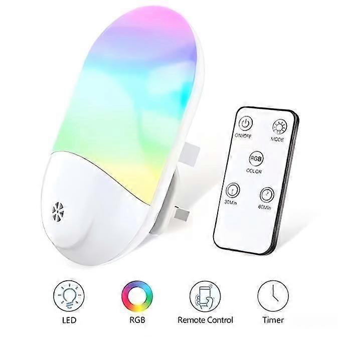 Smart LED Night Light with Remote Control, Auto Dusk-to-Dawn Sensor for Bedroom & Hallway
