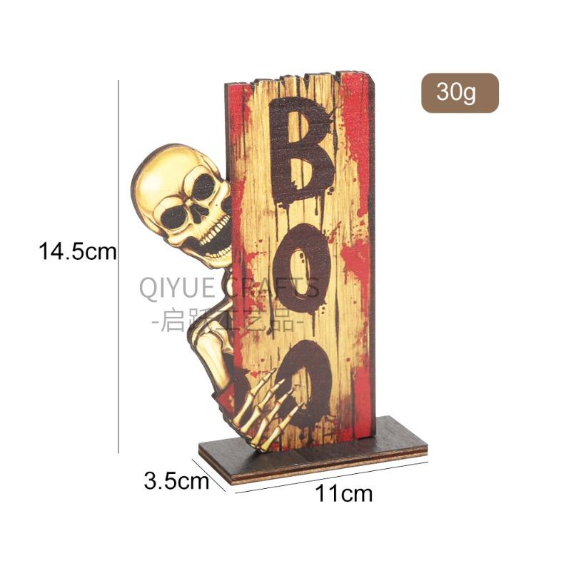 

Vintage Halloween Skull Tabletop Ornament Ghost s Day Cross Creative Ornament Wooden Holiday Decoration See the product picture for the size