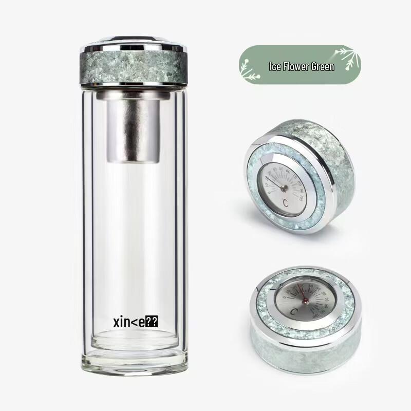 Xinke XTi-2007 Portable Double-Layer Borosilicate Glass Tea Cup with Filter