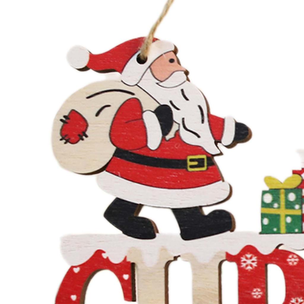 Christmas Wooden Pendant with Bells for Door Sign And Wall Decor