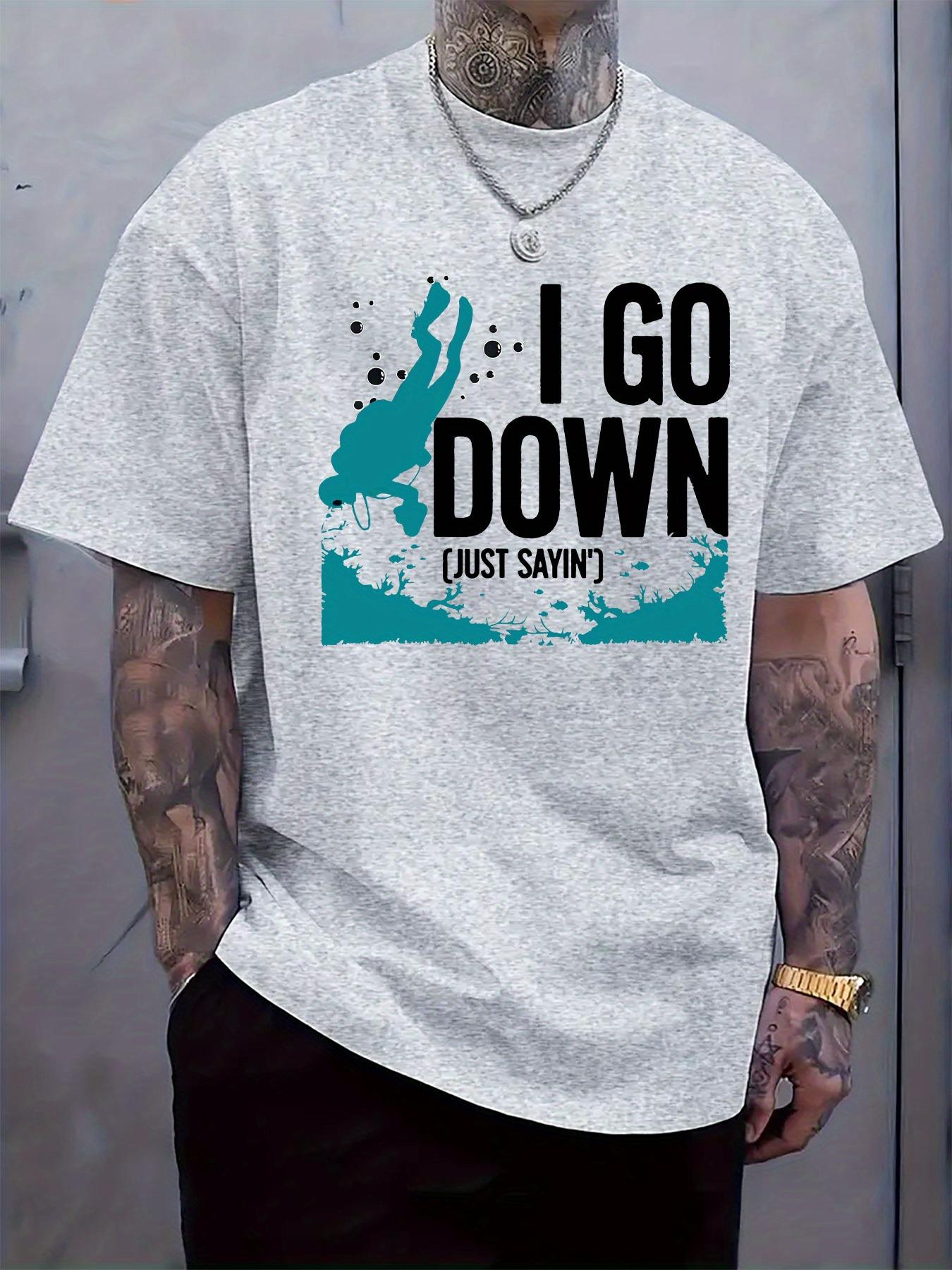 

Round Neck Short Sleeve T-shirt with Diving Humor Print XXXL