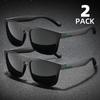 2PCS Fashion Square Polarized Sunglasses Men Vintage Plastic Male Sun Glasses Women Stylish Black Sport Shades UV400