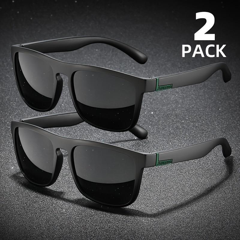 2PCS Fashion Square Polarized Sunglasses Men Vintage Plastic Male Sun Glasses Women Stylish Black Sport Shades UV400