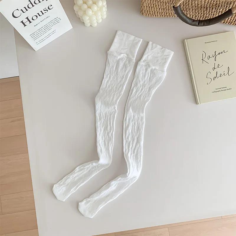 Women Stockings Hollow Out Sexy Lace Floral Mesh Fishnet Stockings Thigh High Socks JK Girls Knee High Socks Thigh High Stocking