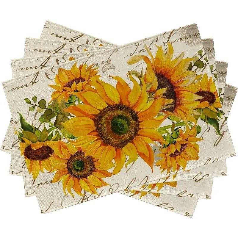 Elegant Flowers Festival Print Retro Decorations Heat-resistant and Heat-insulating Mats Restaurant Placemats Must Have for Home