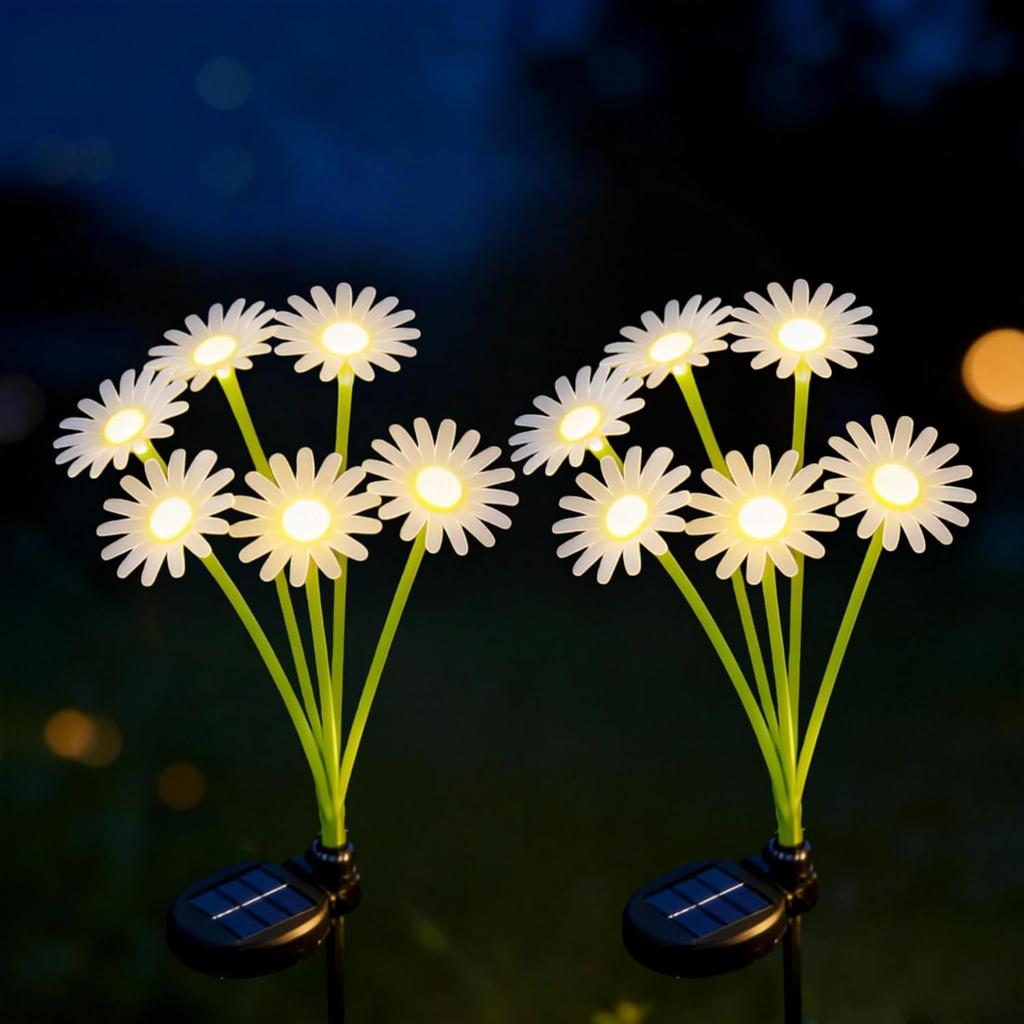 Solar Daisy Flowers Garden Lights IP65 Waterproof Outdoor String Light for for Yard Pathway Patio Outside Decor Unique Gifts