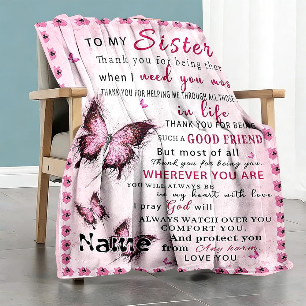 Sisters23 Personalized Name Blanket Cozy Customizable Blanket Durable Comfort Great for Nap Couch Bedding Chair Ideal for All Seasons