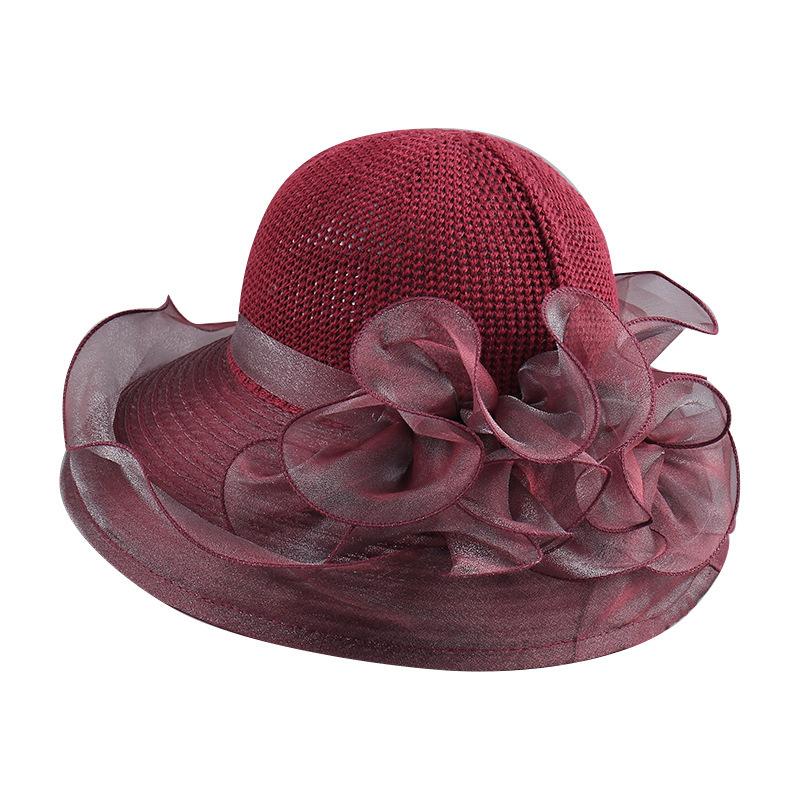New Organza Knitted Bucket Hat Ladies Mother Summer Vacation Sun Protection Beach Hat Outdoor Shade Basin Hat