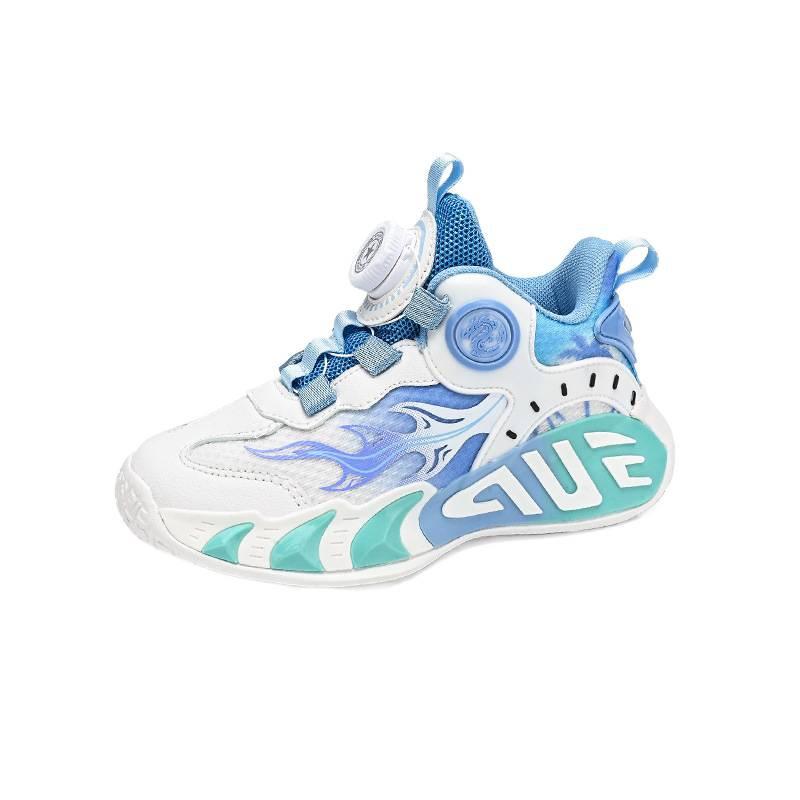 2025 spring new rotating button classmates boys and girls children's running basketball shoes medium and older children's wear-resistant sports shoes