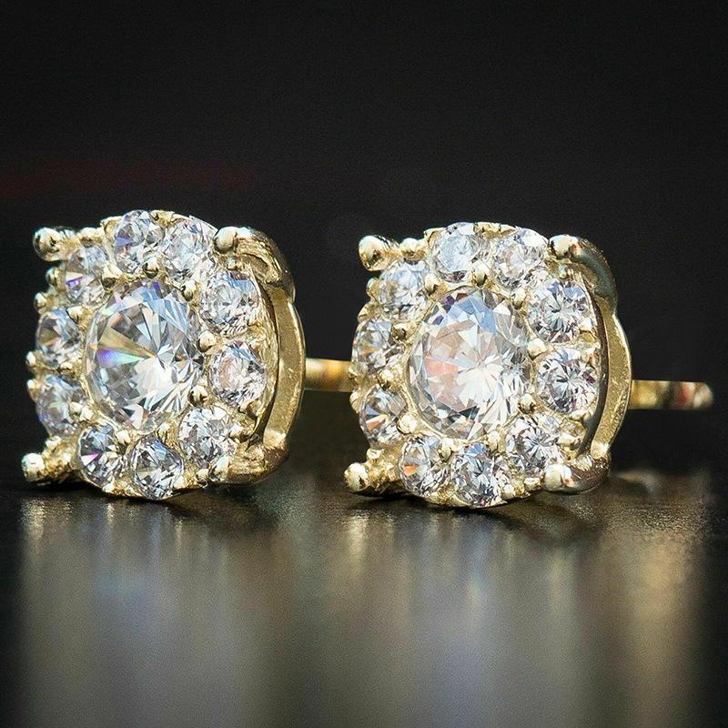 Full of Zircon Stud Earrings, Popular Hip-hop Four-claw Round Earrings, Simple Commuter Versatile Women's Earrings