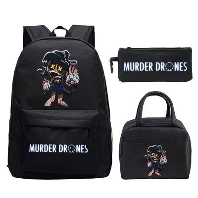 Murder Drones Printed Children's Backpack Pencil Bag Meal Bag Set Large Capacity Student School Bag