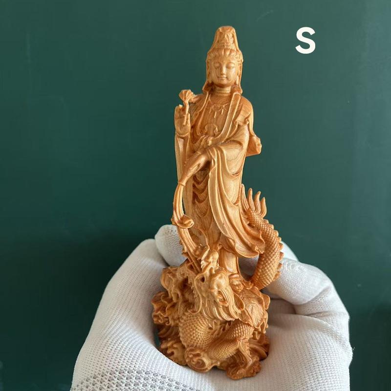 

Статуэтка Будды Гуаньинь с Драконом из Натурального Дерева, Традиционная Ручная Резьба, Китайские Буддийские Фигурки для Дома, Гостиной, Статуэтка Фэн-шуй