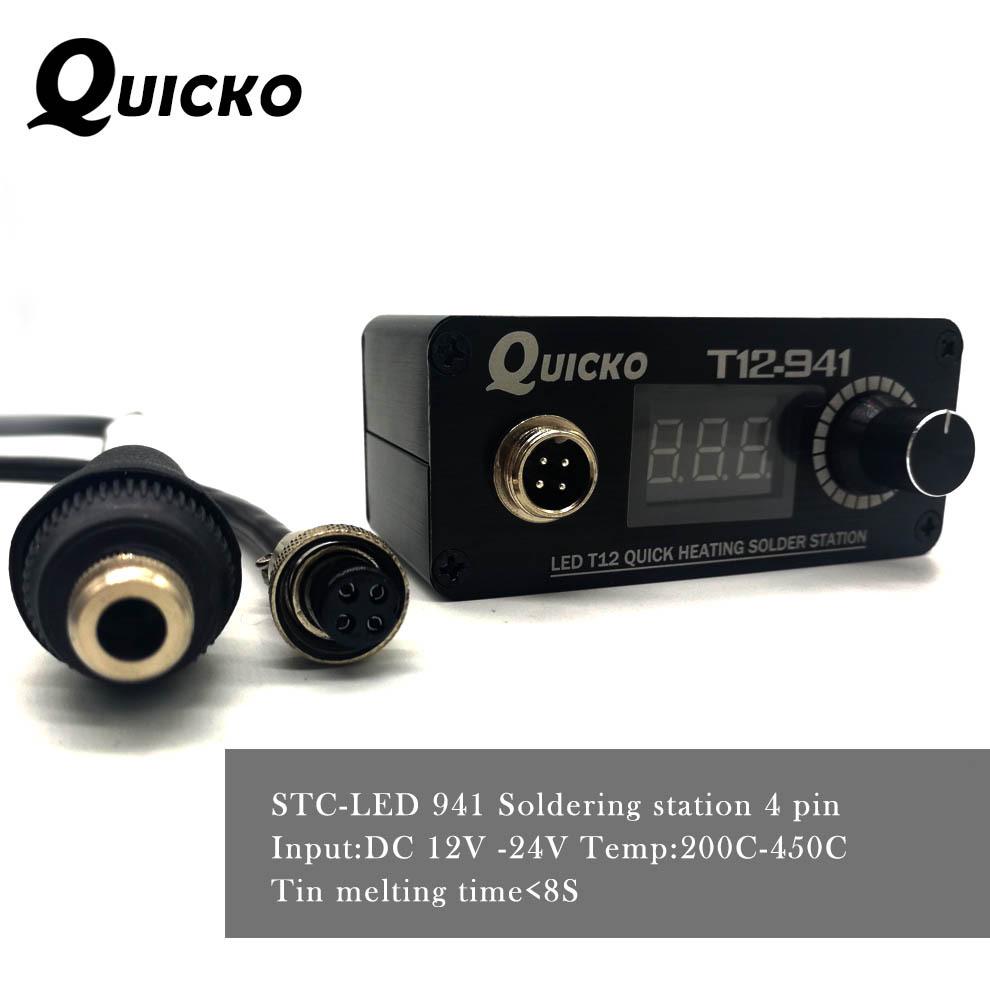 Quicko Mini T12-941 LED Soldering Station, DC Version, Portable for Outdoor DIY Model Airplane Soldering.