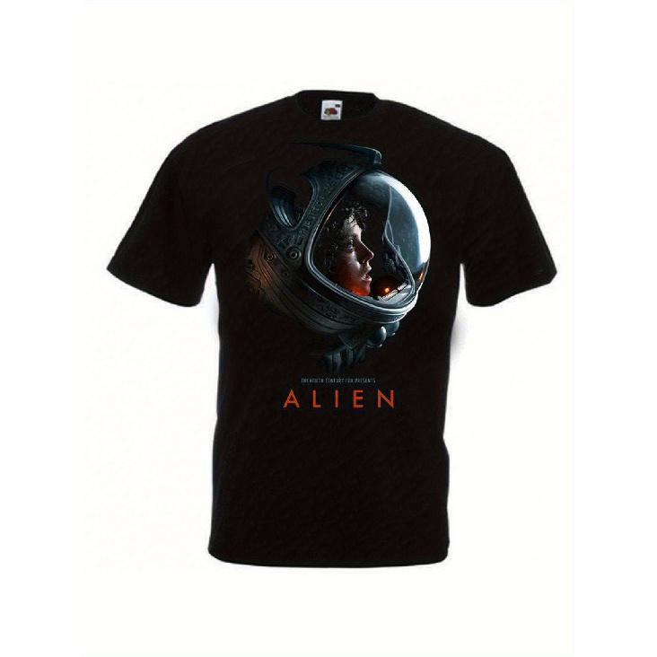 Men's Official Alien Movie T-Shirt - Iconic Xenomorph Facehugger & Spacesuit Design with Logo, Vintage 1979/1982 Film Collectible Tee for Sci-Fi