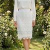 Elegant High-Waisted Lace Midi Skirt - Slim Fit, Hollow Design, Hip-Hugging Style for Women