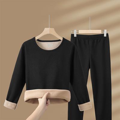 Winter Thermounterwäsche Sets Damen Samt Oberteile +Lange Hosen Bequem Hautfreundlich Elastisch Verdickend Warm 2-teiliges Set