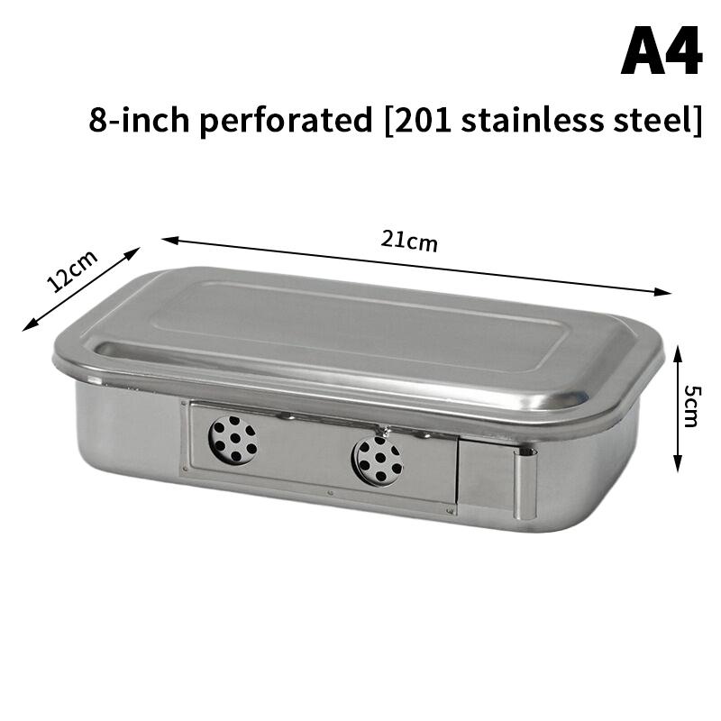 Dentalinstrumente-Tablett aus Edelstahl mit Deckel Chirurgische Medizinische Sterilisationsbox Desinfektionsbehälter für Dentalgeräte